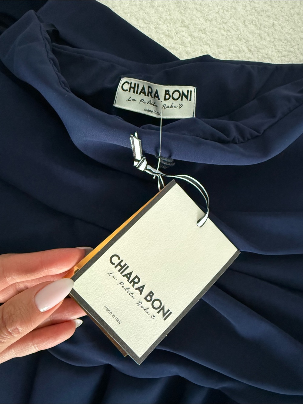 Chiara Boni Navy one shoulder peplum Dress